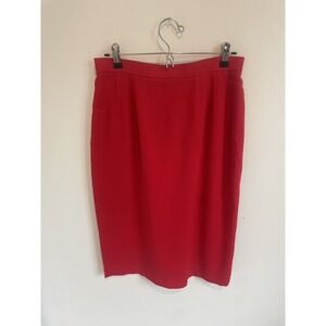 Vintage Carlisle Size 10 Red Wool‎ High Waisted Pencil Skirt 80s Career Holiday
